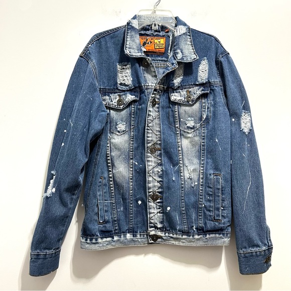 Rolling Paper Women’s Blue Denim Ripped Distressed Jean Jacket - Picture 6 of 7